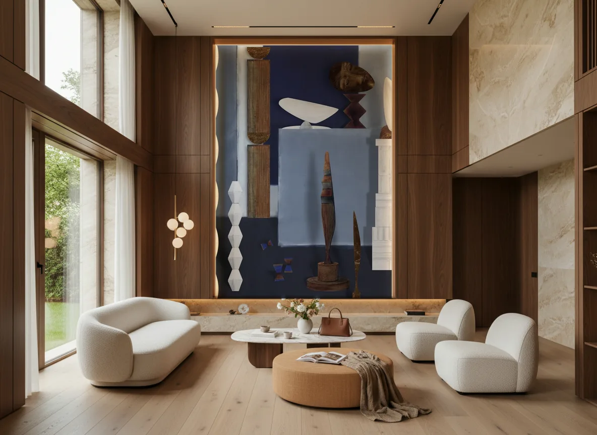 L'atelier De Brancusi — Salon — wysoka ściana w ramie z drewna