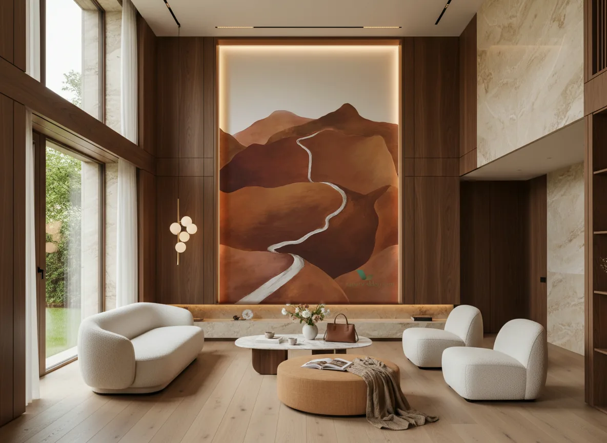 TOSCANA Panoramas — Salon — wysoka ściana w ramie z drewna