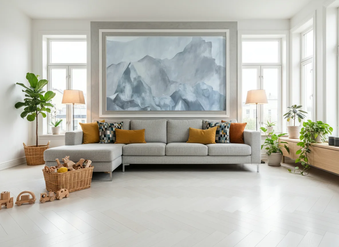 EVEREST Panoramas — Jasny salon skandynawski — pole w listwie