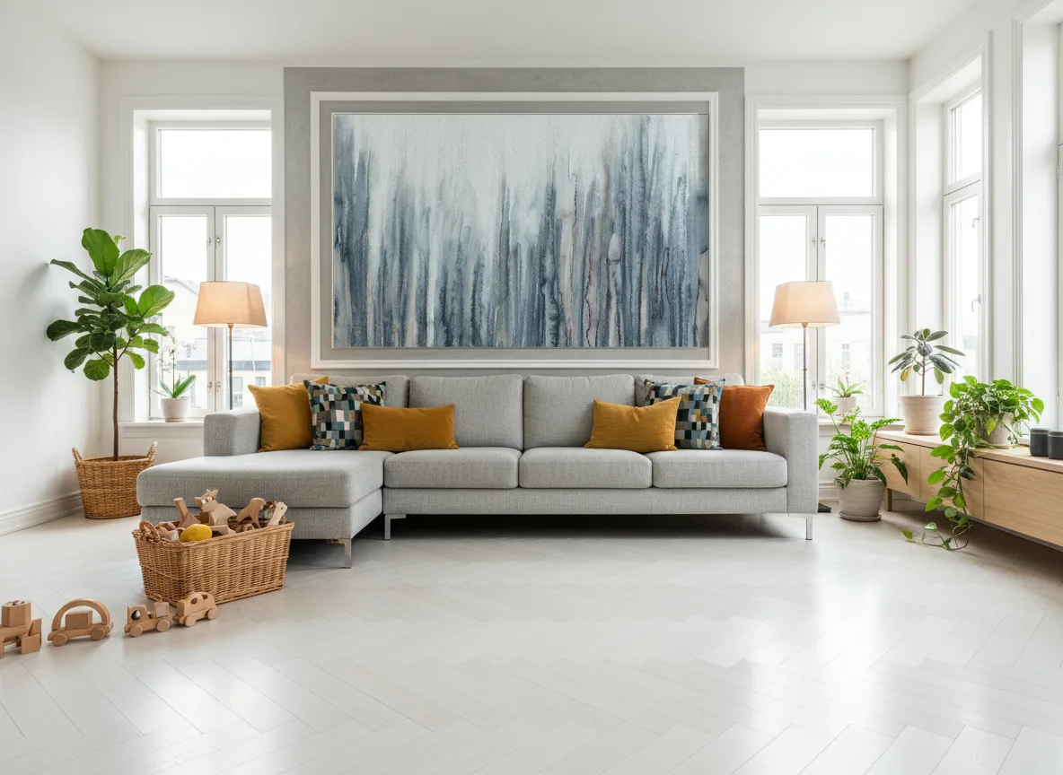 KEYSTONE Panoramas — Jasny salon skandynawski — pole w listwie