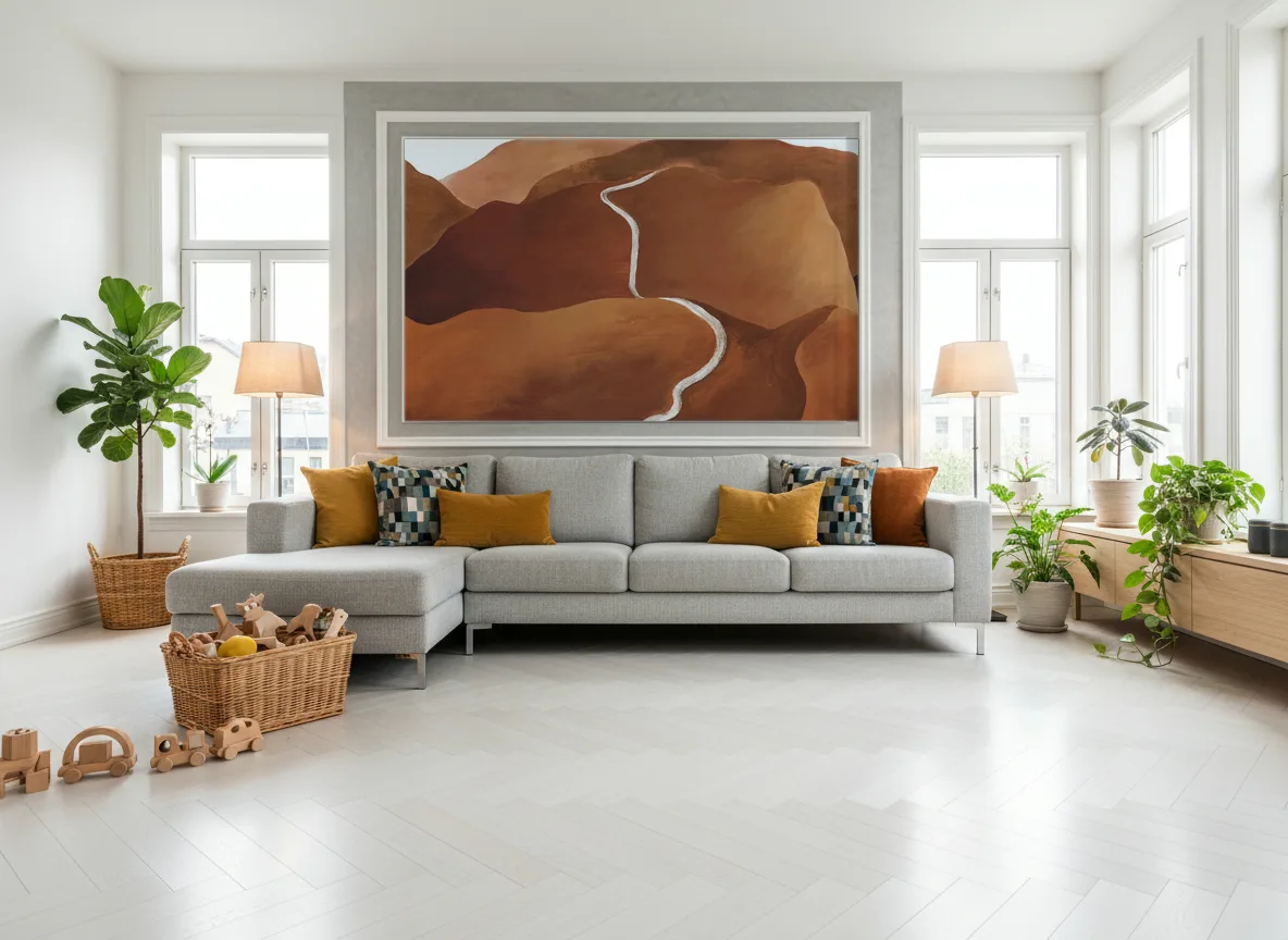 TOSCANA Panoramas — Jasny salon skandynawski — pole w listwie