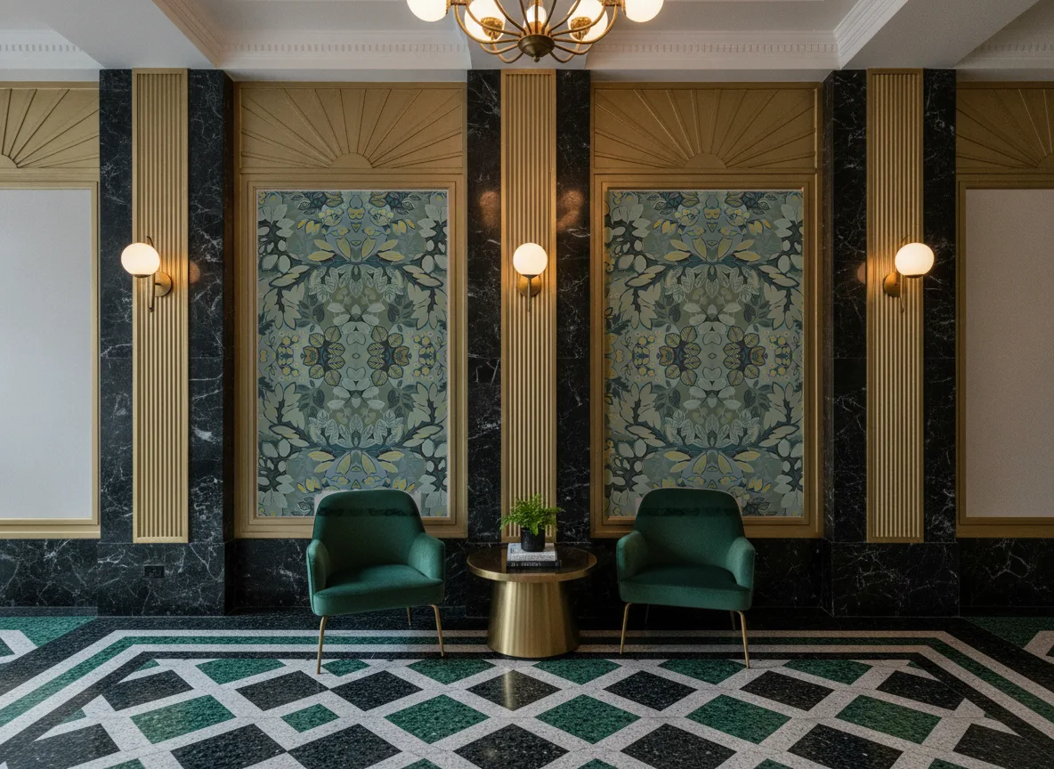 Belle de nuit Ete Indien — Lobby art deco — kwatery między mosiężnymi pilastrami