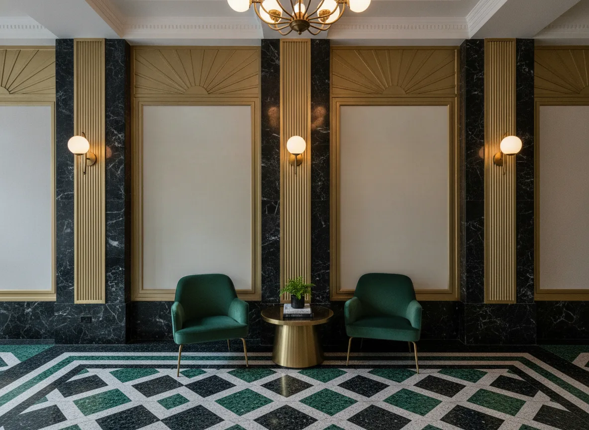 Lindu Nature Precieuse – Textures — Lobby art deco — kwatery między mosiężnymi pilastrami