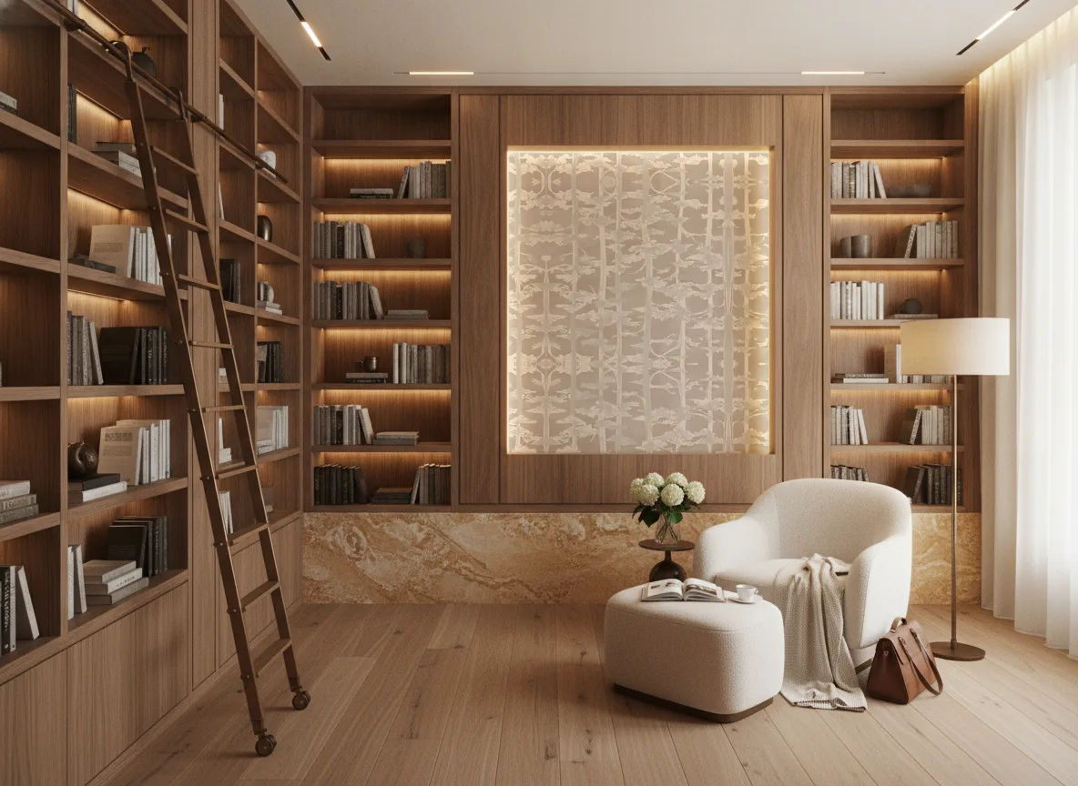 Ame — Biblioteka — podświetlone pole między regałami