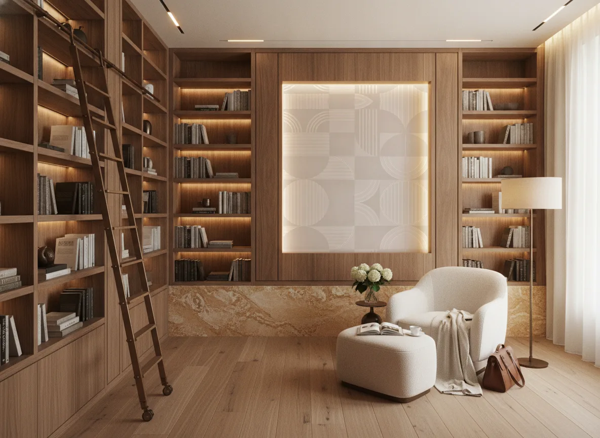 Annees 30 Faubourg des Lumieres — Biblioteka — podświetlone pole między regałami