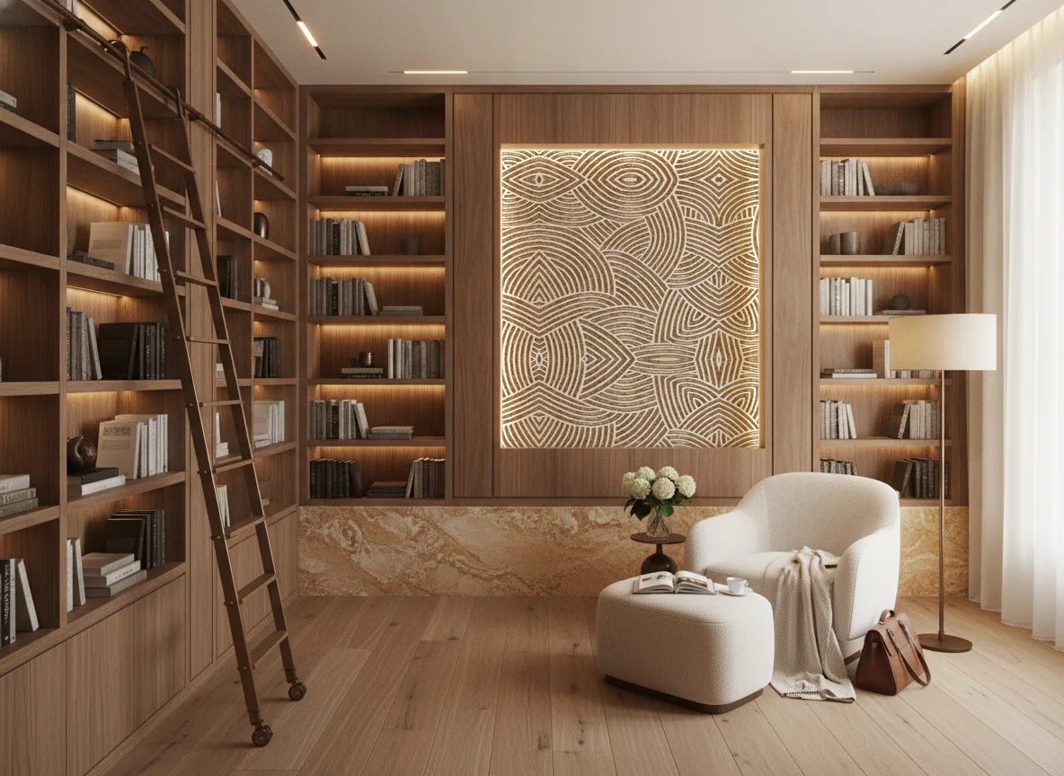 Assouan — Biblioteka — podświetlone pole między regałami
