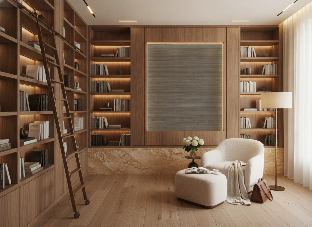 Bambou — Biblioteka — podświetlone pole między regałami