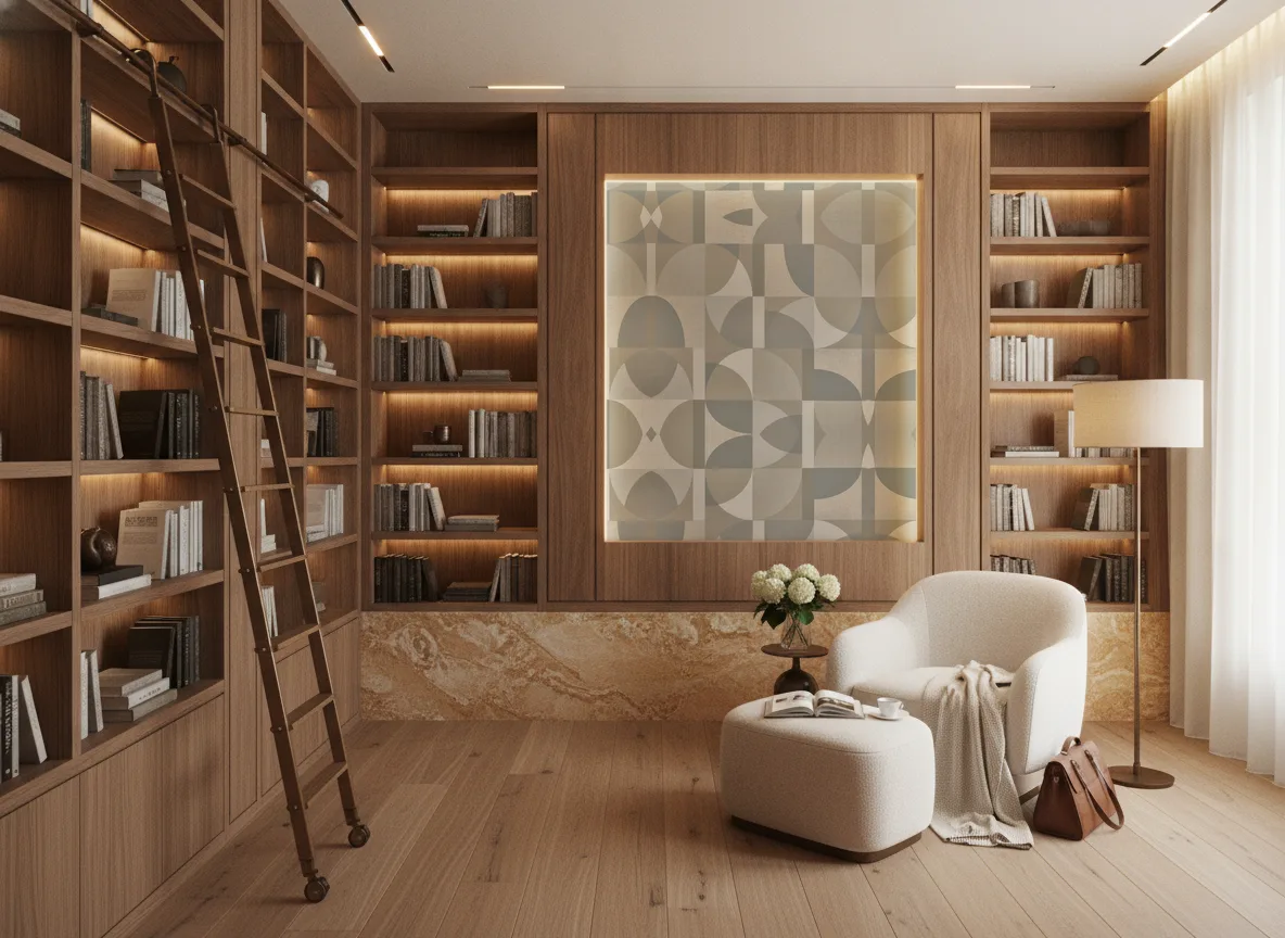Barillet Faubourg des Lumieres — Biblioteka — podświetlone pole między regałami