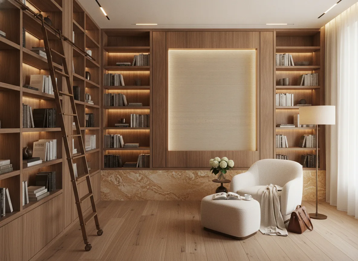 Deserti — Biblioteka — podświetlone pole między regałami