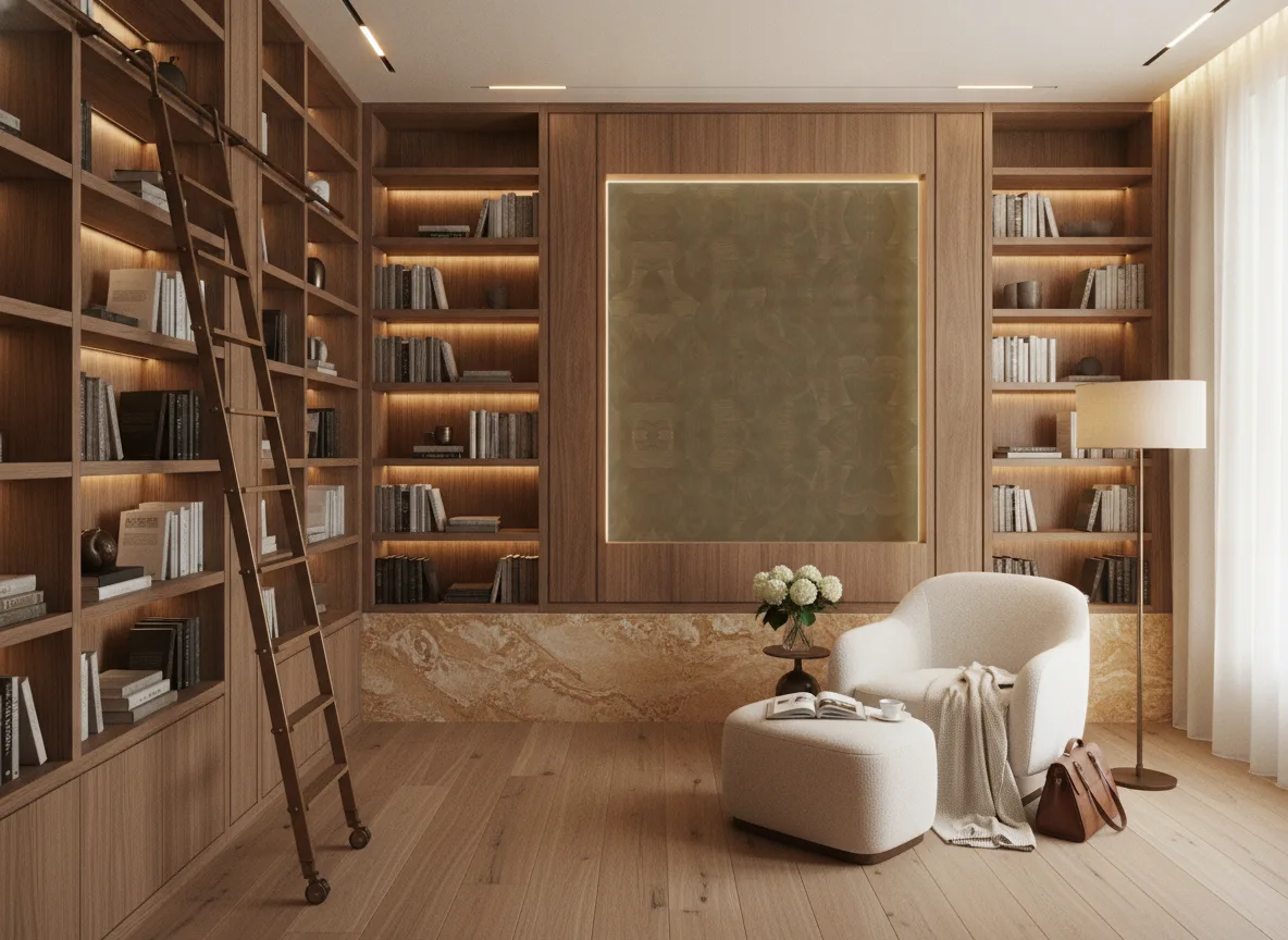 Gemmae — Biblioteka — podświetlone pole między regałami