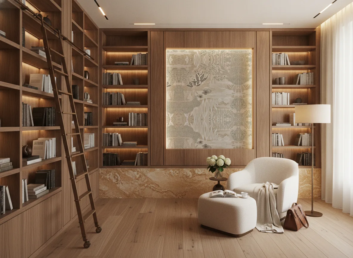 Jasmin — Biblioteka — podświetlone pole między regałami