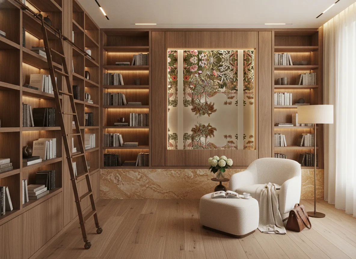 Kisama — Biblioteka — podświetlone pole między regałami