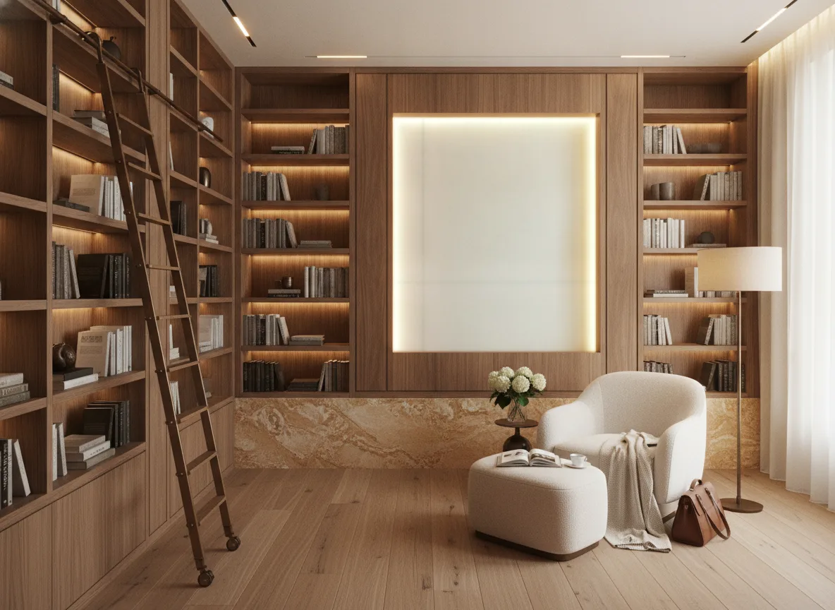 Linora — Biblioteka — podświetlone pole między regałami