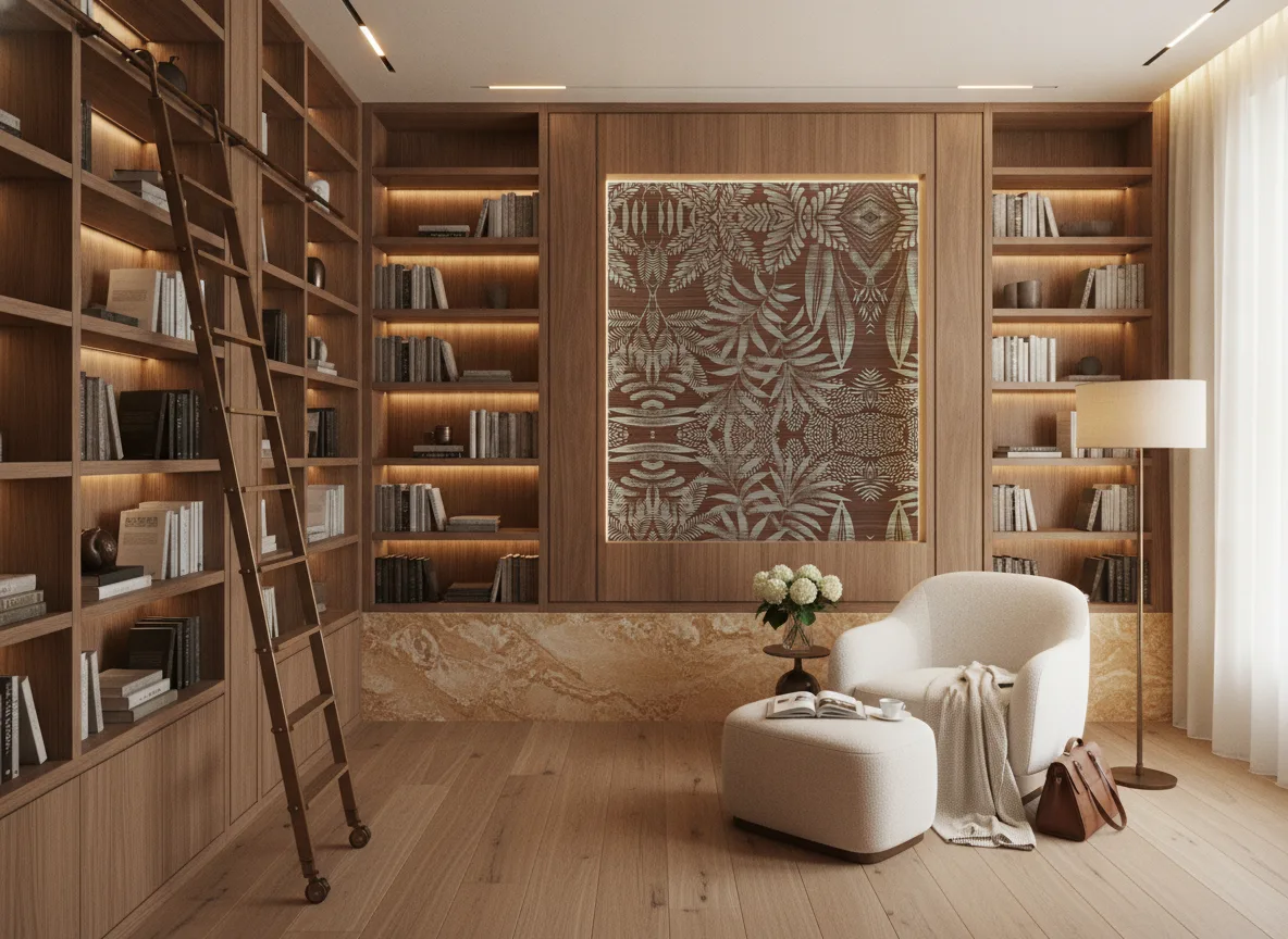 Mandrare — Biblioteka — podświetlone pole między regałami
