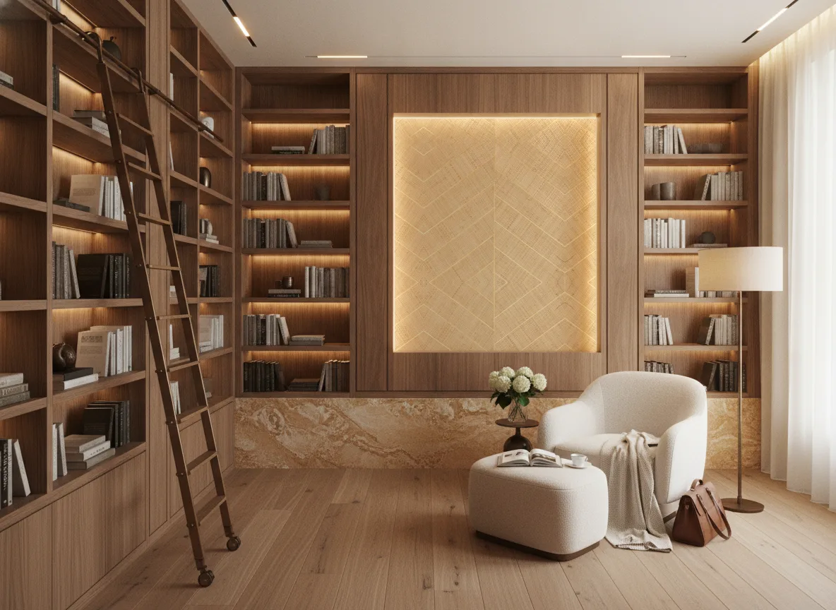 Merina — Biblioteka — podświetlone pole między regałami