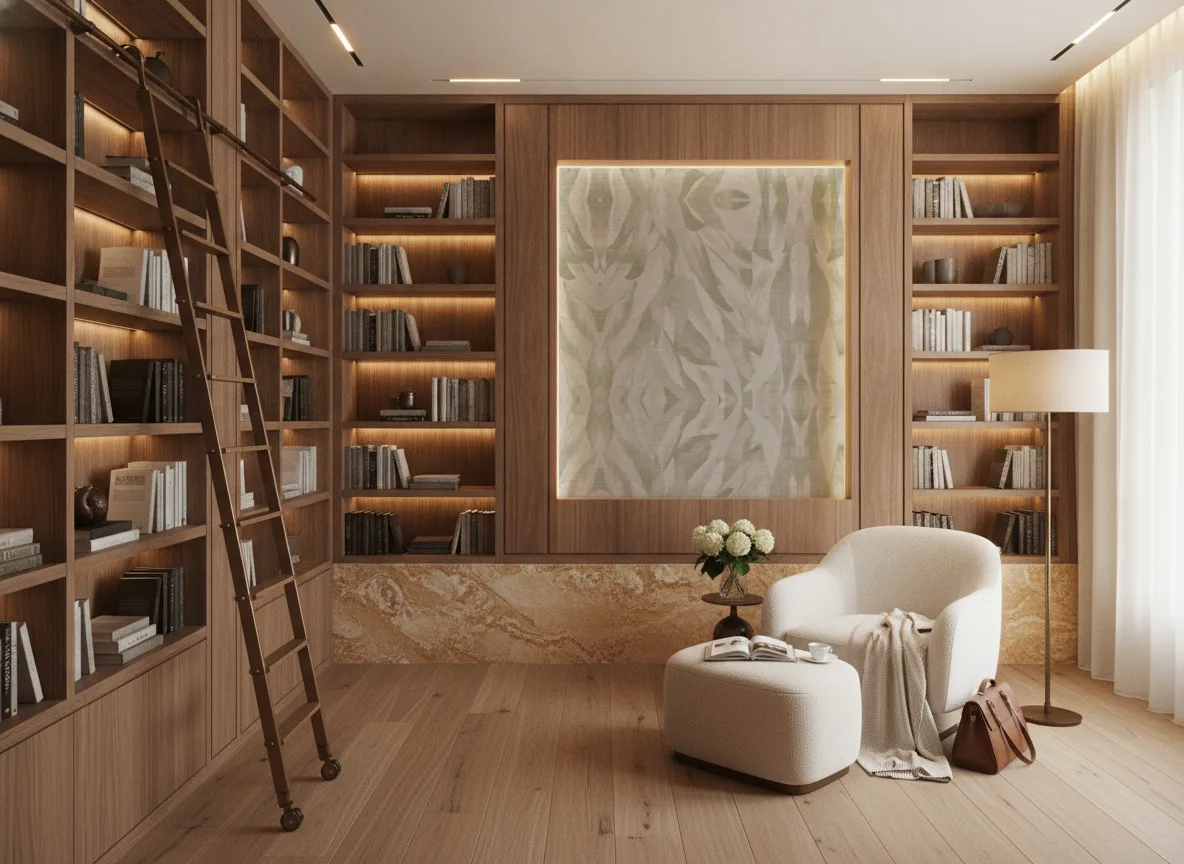 Noline — Biblioteka — podświetlone pole między regałami