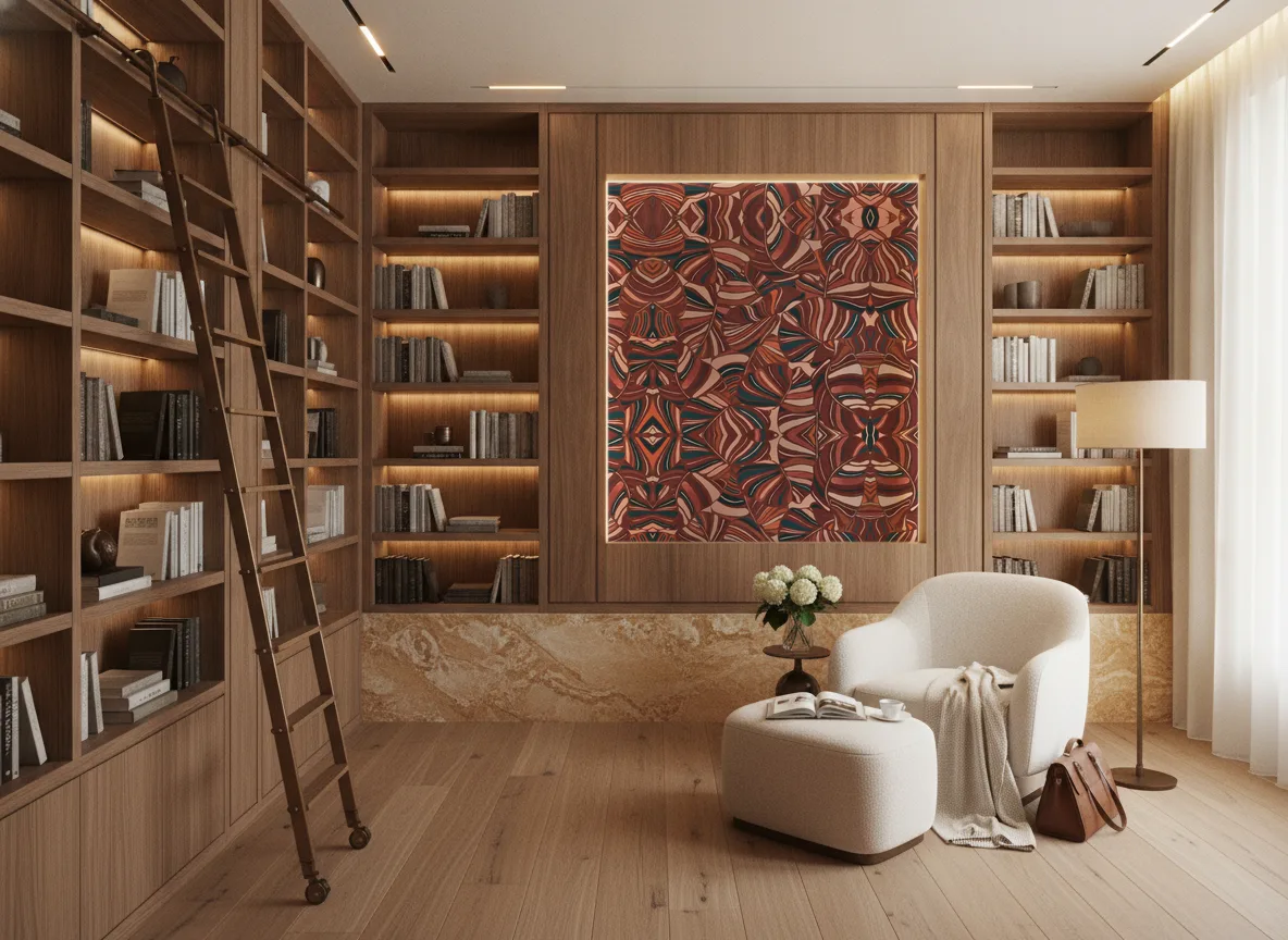 Pachira — Biblioteka — podświetlone pole między regałami