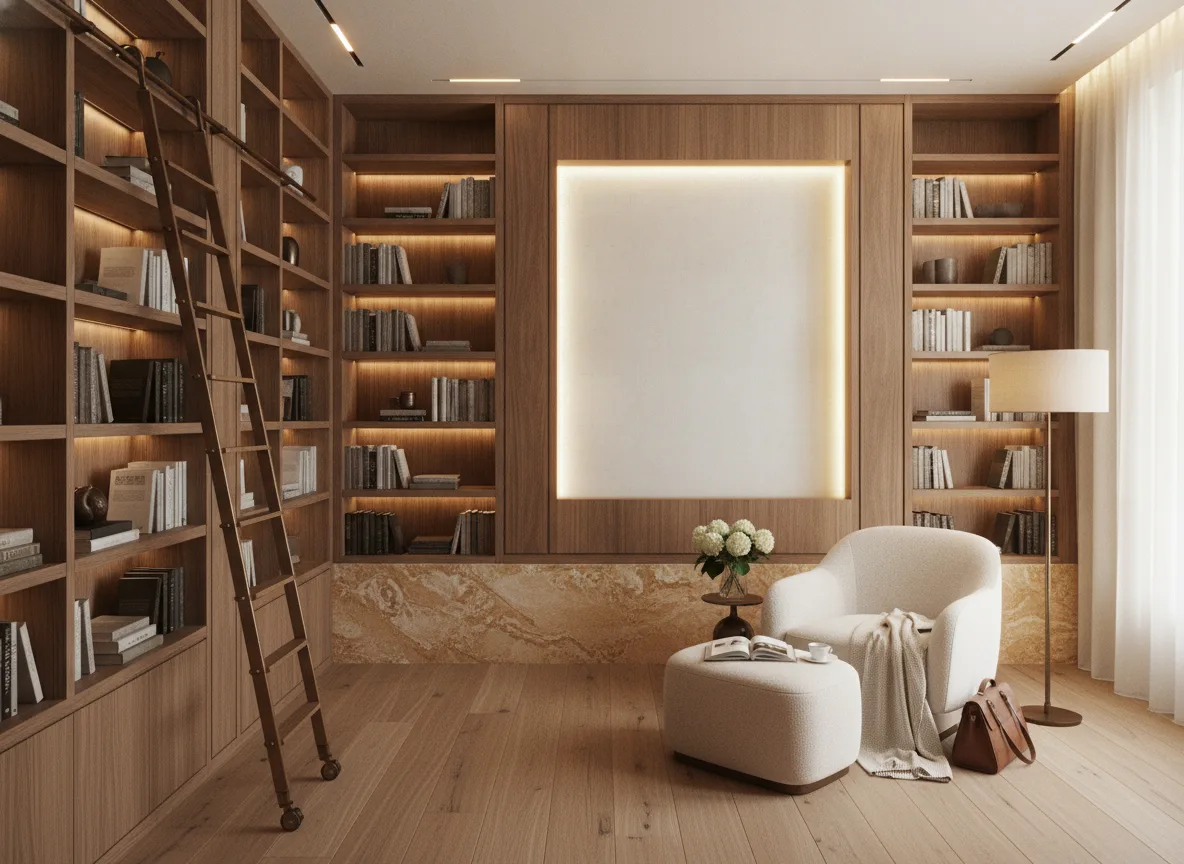 Palawan Solal — Biblioteka — podświetlone pole między regałami