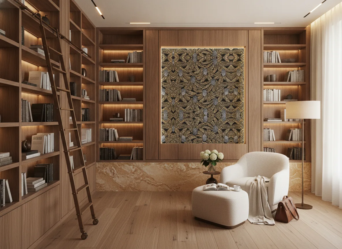 Palmeta — Biblioteka — podświetlone pole między regałami