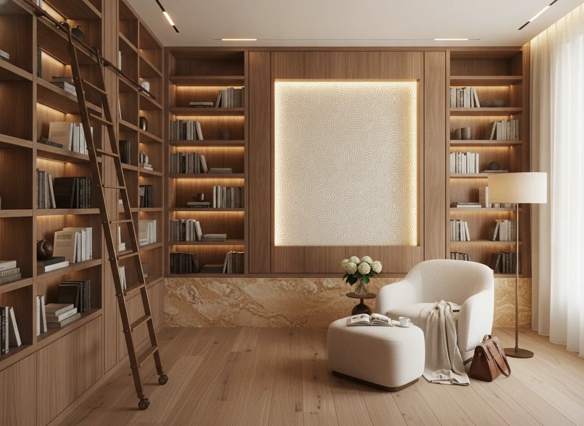 Passy — Biblioteka — podświetlone pole między regałami