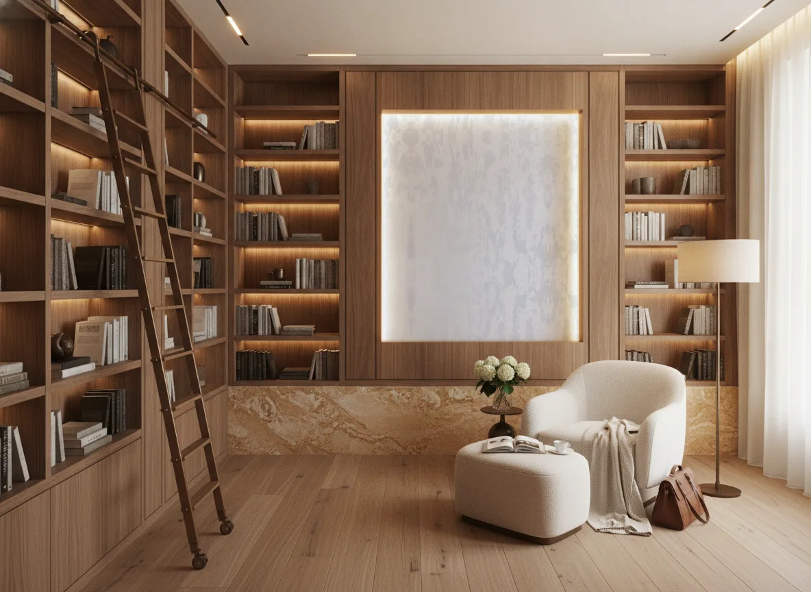 Precioza — Biblioteka — podświetlone pole między regałami