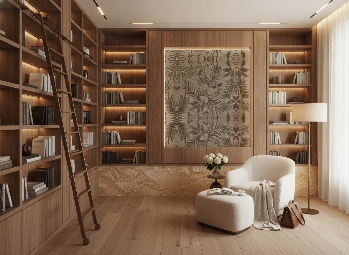 Salix Feroe — Biblioteka — podświetlone pole między regałami