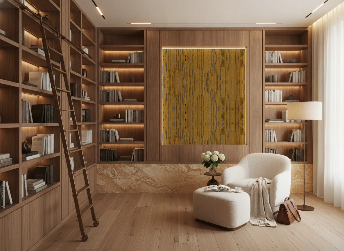 Sequoia Escambray — Biblioteka — podświetlone pole między regałami
