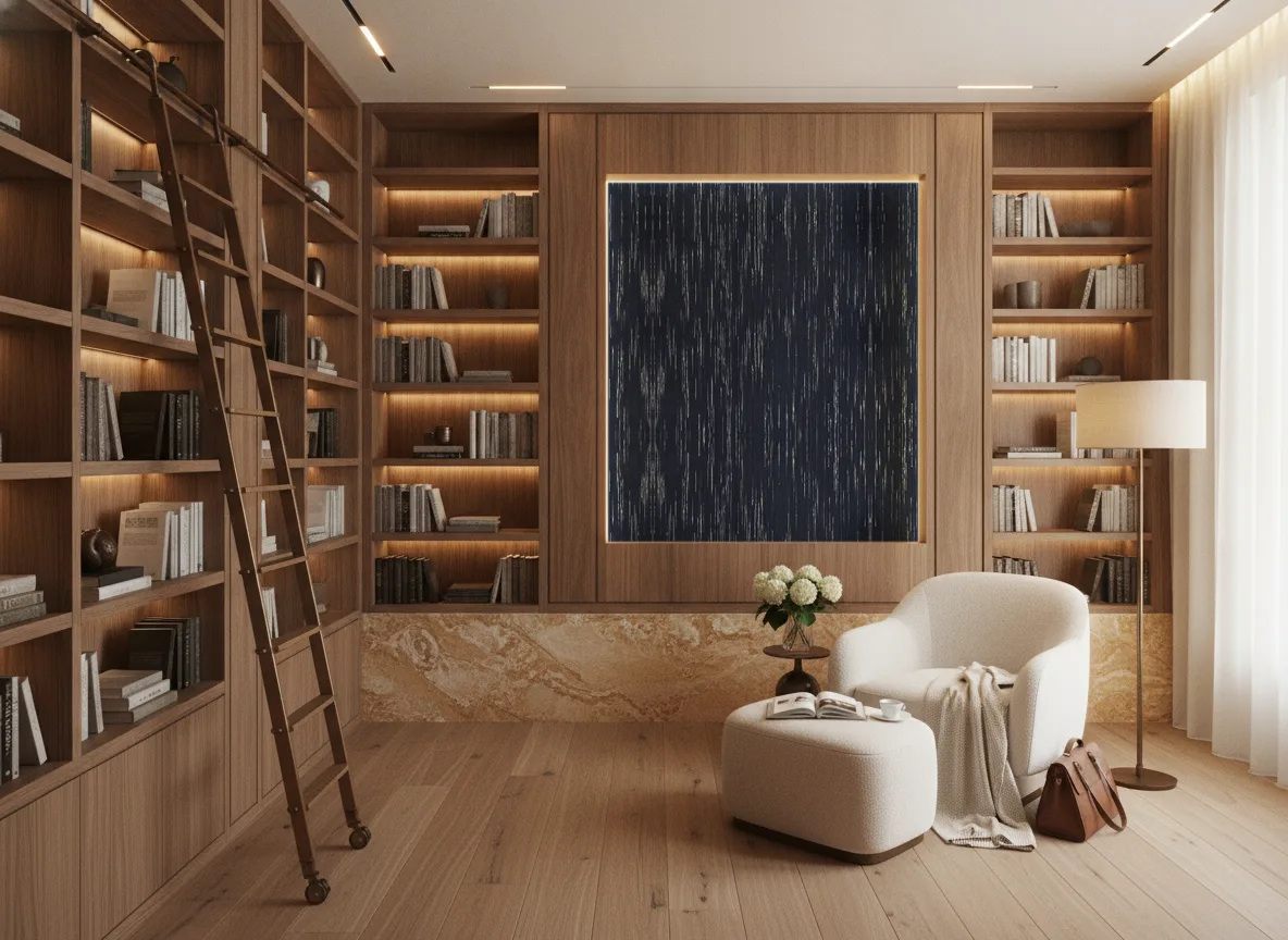 Sequoia Escambray — Biblioteka — podświetlone pole między regałami