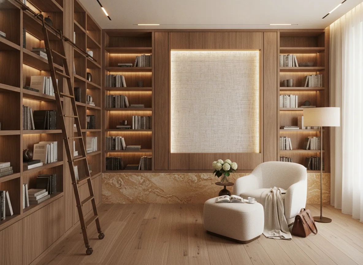 Serenite — Biblioteka — podświetlone pole między regałami
