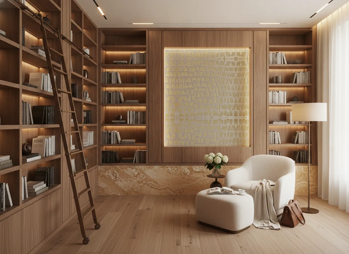 Serti — Biblioteka — podświetlone pole między regałami