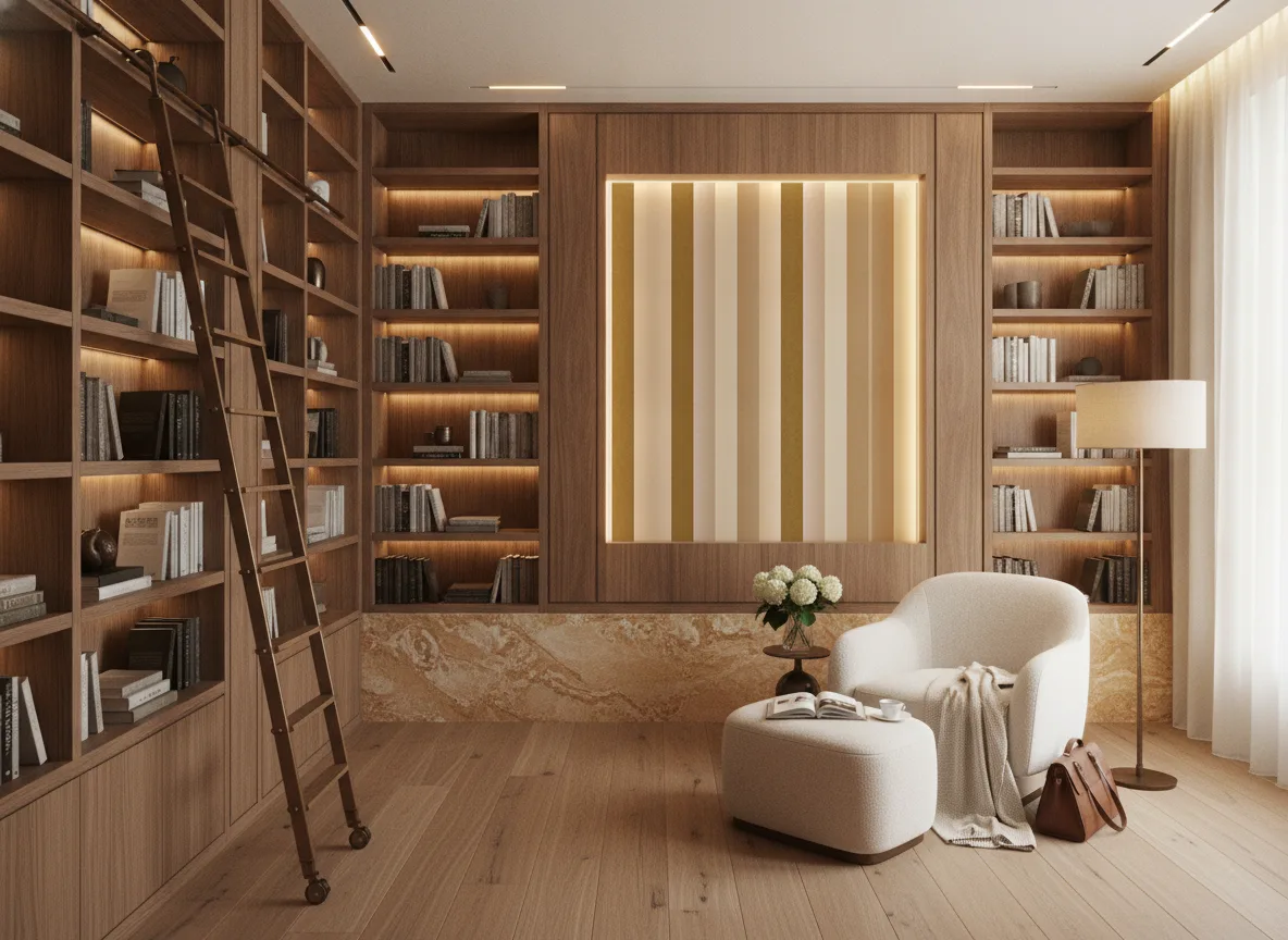 Transat L'Ile Aux Oiseaux — Biblioteka — podświetlone pole między regałami