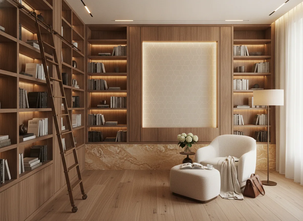 Tressana — Biblioteka — podświetlone pole między regałami