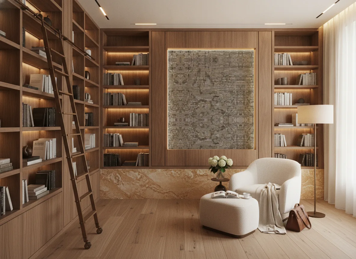 Verdure — Biblioteka — podświetlone pole między regałami