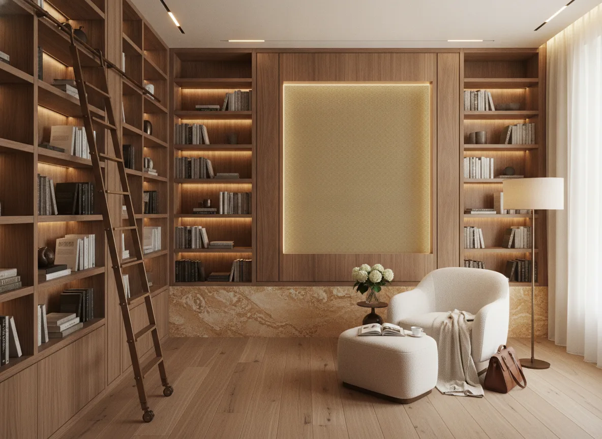 Wagara — Biblioteka — podświetlone pole między regałami