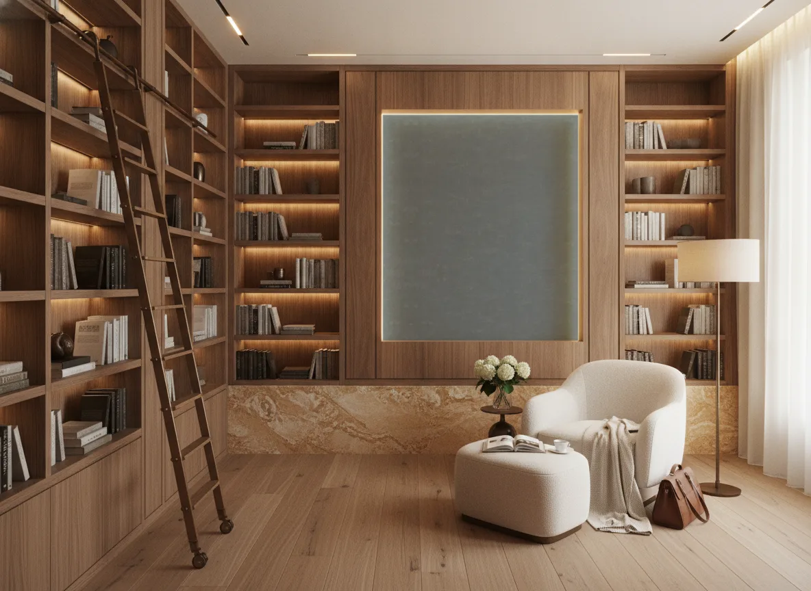 Bombay Exclusive — Biblioteka — podświetlone pole między regałami