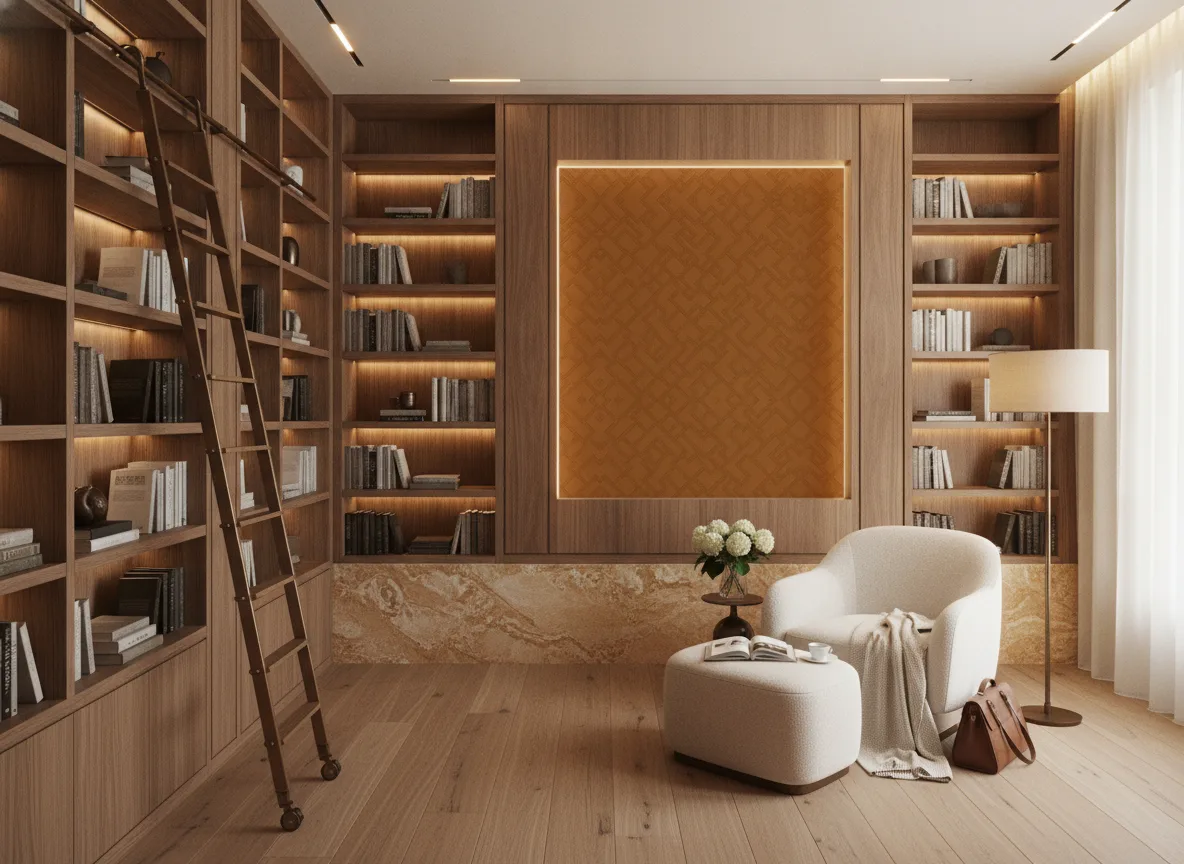 Dedale — Biblioteka — podświetlone pole między regałami