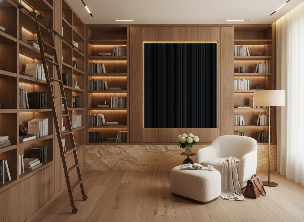 Tapeta obiektowa Harry W01 — Biblioteka — podświetlone pole między regałami
