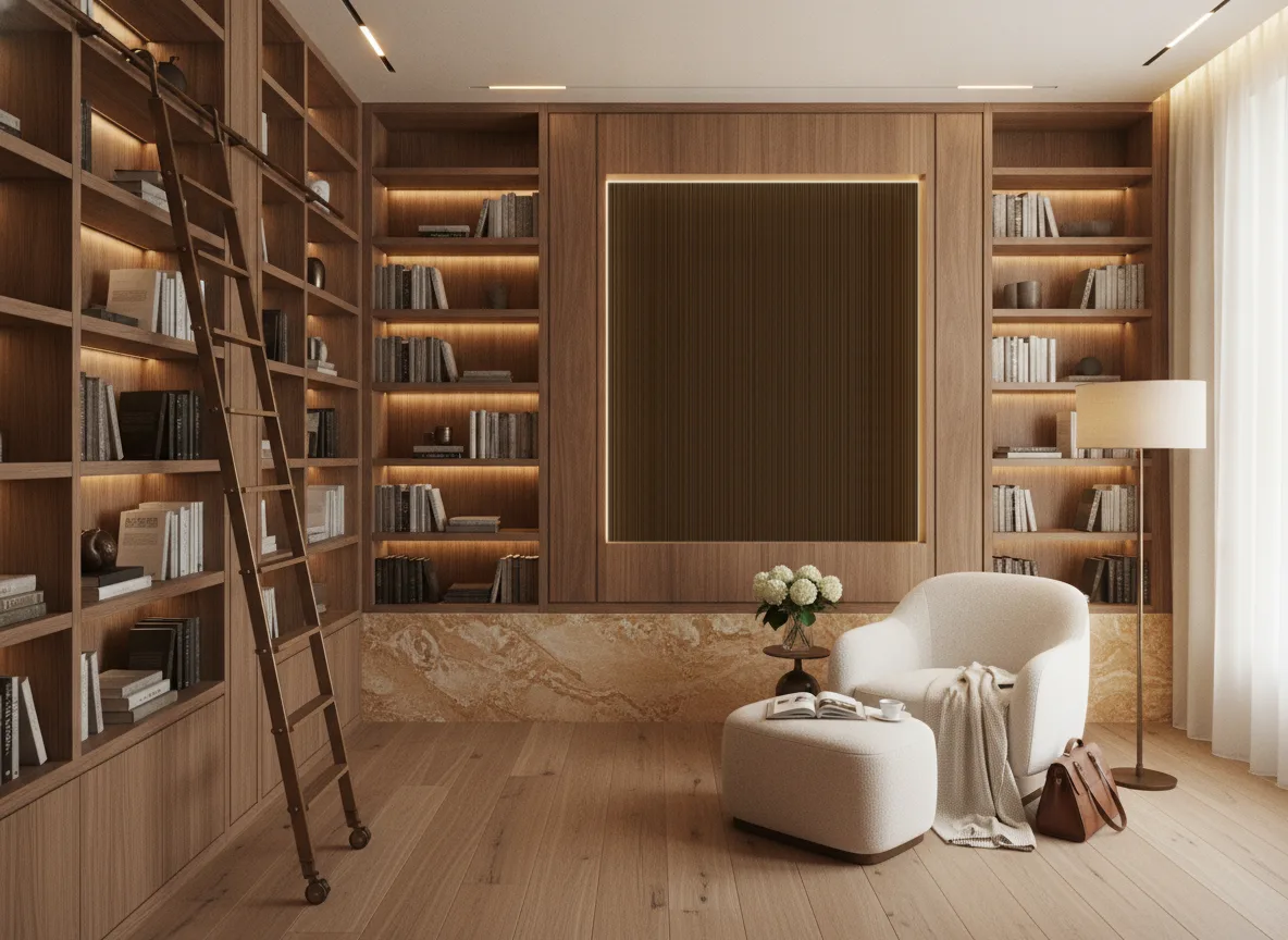 Tapeta obiektowa Henry W31 — Biblioteka — podświetlone pole między regałami