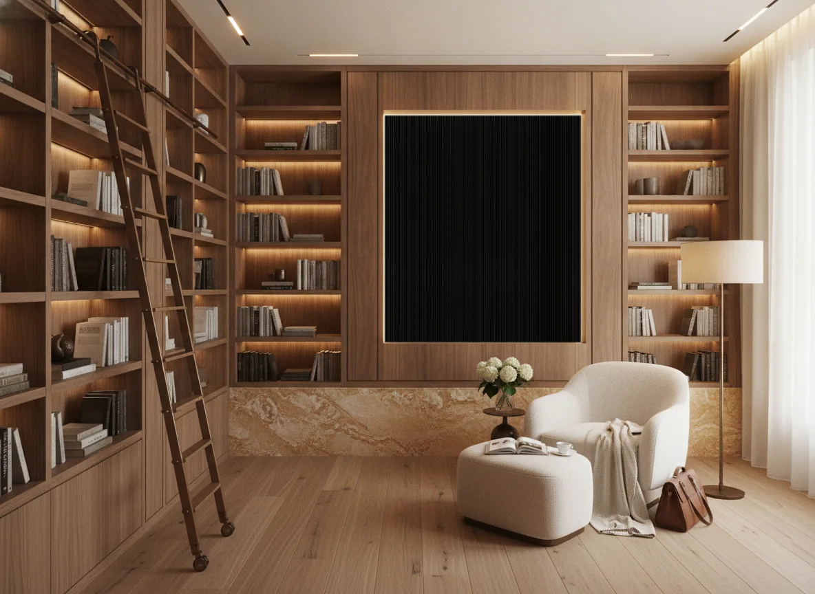 Tapeta obiektowa Hugo W11 — Biblioteka — podświetlone pole między regałami