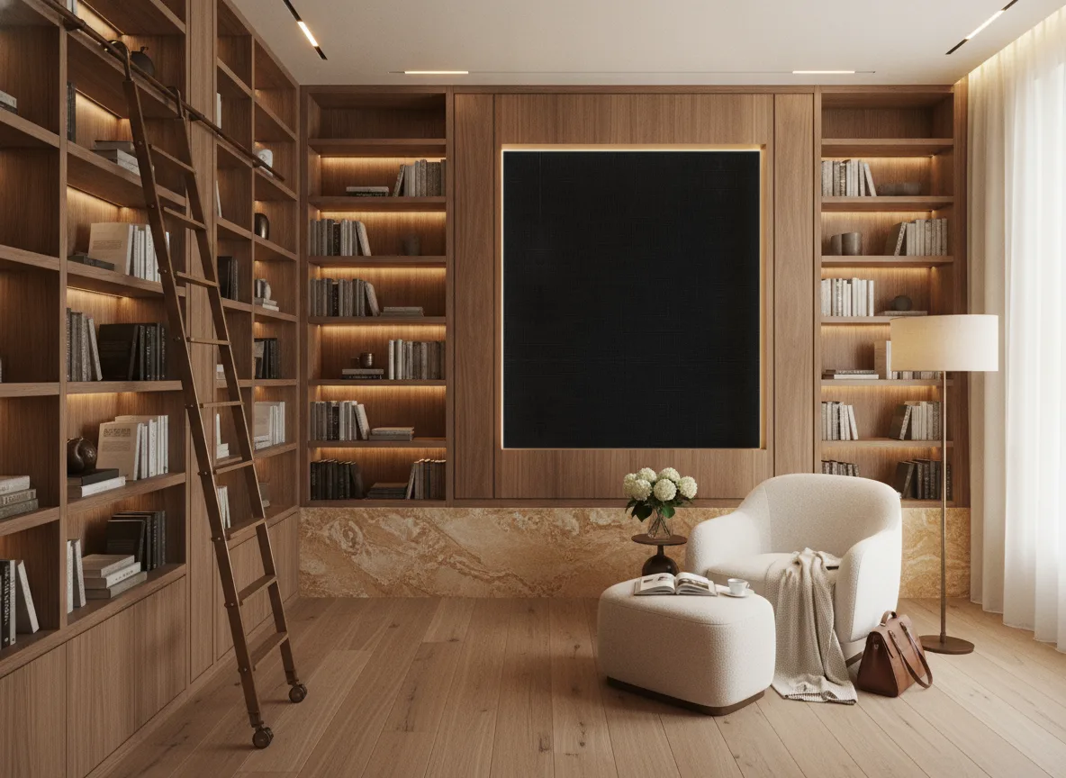 Tapeta obiektowa Kris W58 — Biblioteka — podświetlone pole między regałami