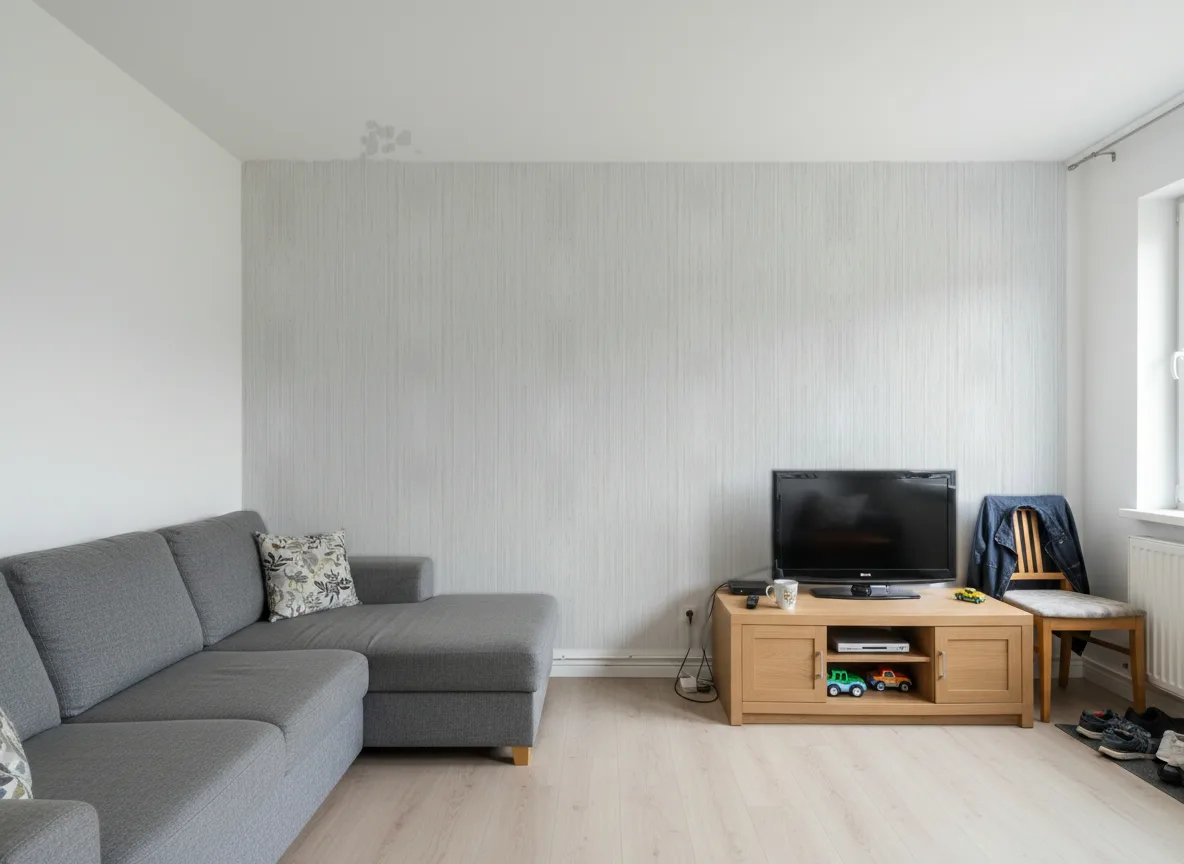 Jussieu — Salon w bloku — ściana za sofą