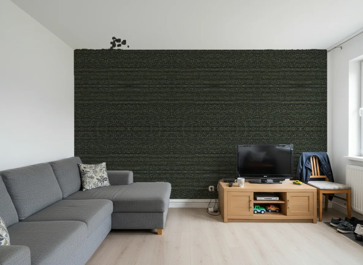Saba Escambray — Salon w bloku — ściana za sofą