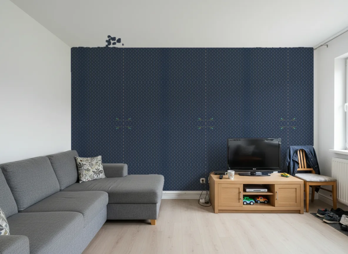Stein Delta — Salon w bloku — ściana za sofą