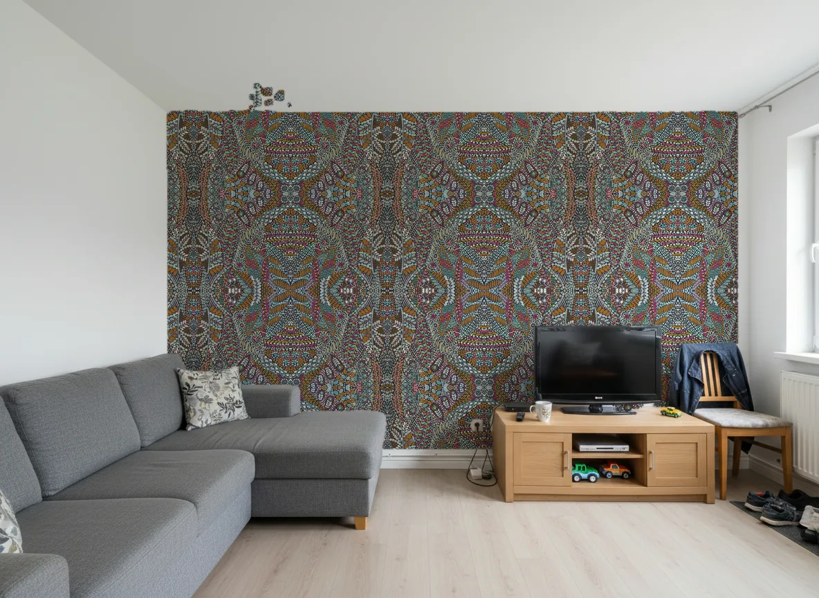 Talavera — Salon w bloku — ściana za sofą