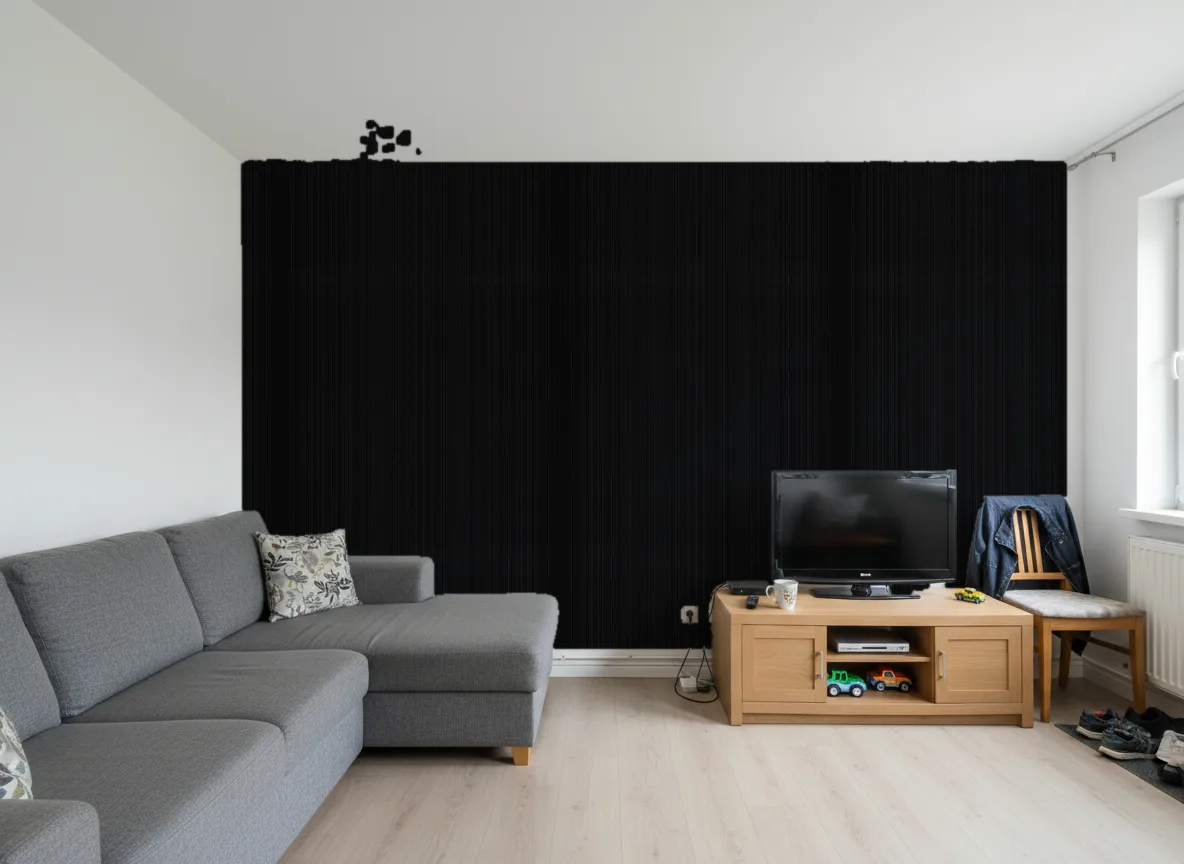 Tapeta obiektowa Hugo W11 — Salon w bloku — ściana za sofą