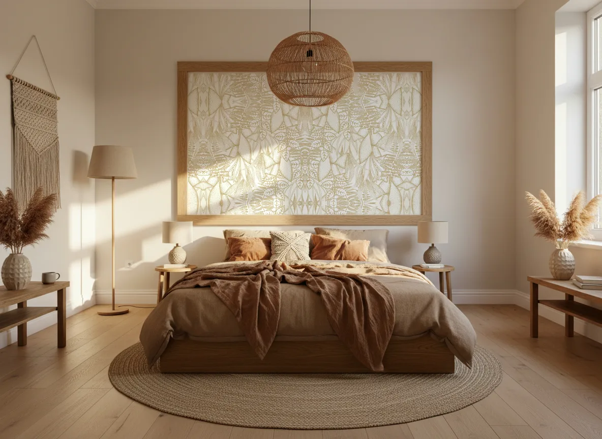 Altaica — Sypialnia boho — pole w dębowej ramie