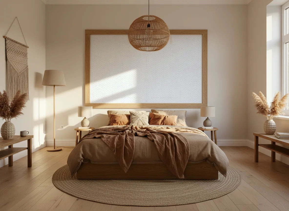 Kasane — Sypialnia boho — pole w dębowej ramie