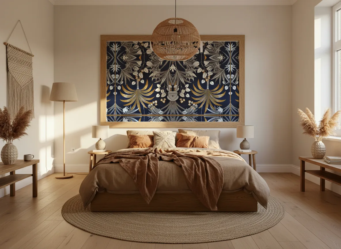 Mirissa — Sypialnia boho — pole w dębowej ramie