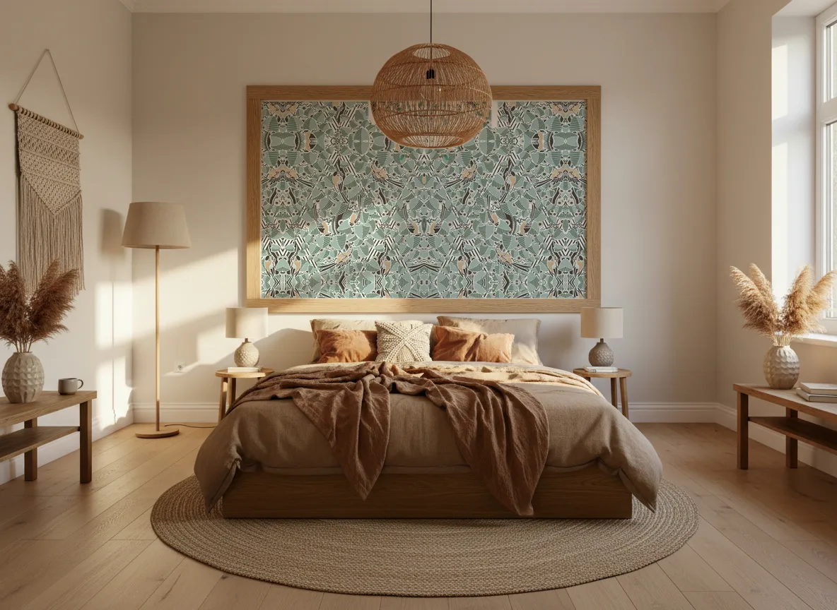 Printemps Viennois — Sypialnia boho — pole w dębowej ramie