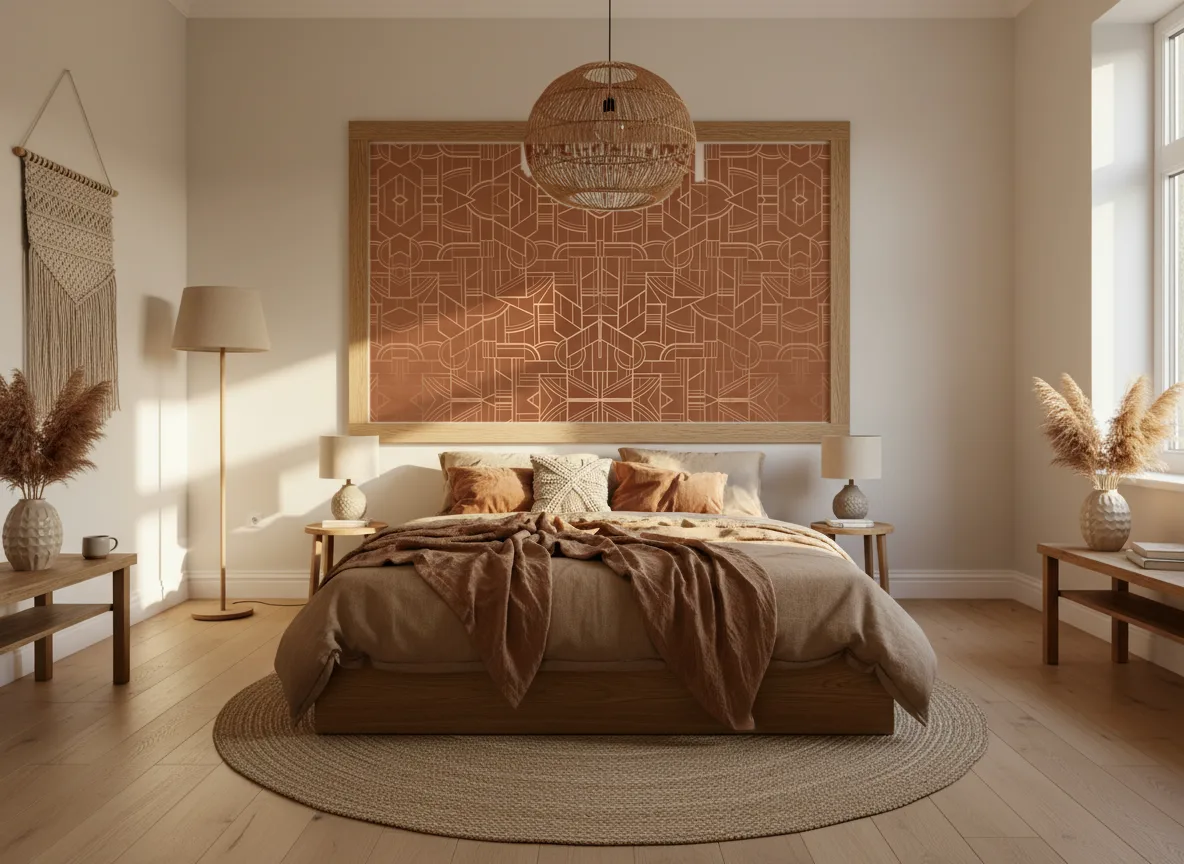 Reims — Sypialnia boho — pole w dębowej ramie